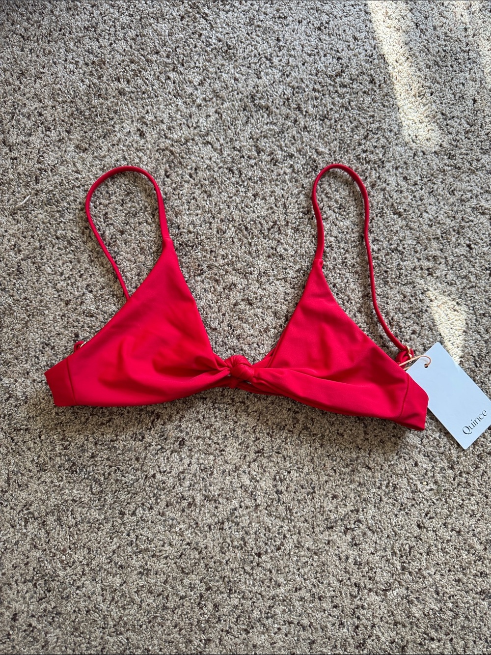 Quince Red Knot-Detail Bikini Top